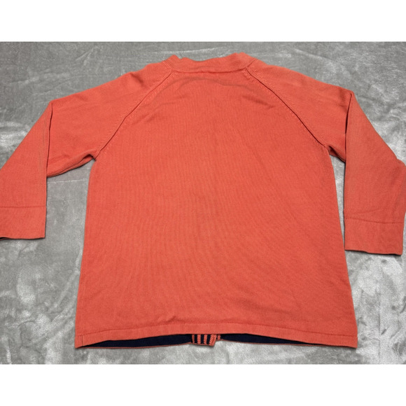 LLBean Womens Button Front Cardigan Sweater Large Coral Orange Cotton Kni - Picture 8 of 8